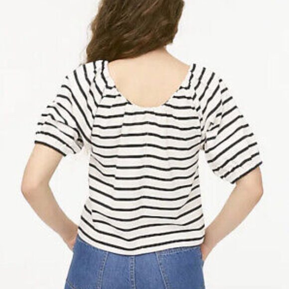 J.Crew Mariner Cloth Puff Sleeve top in Classic Stripes - 100% Cotton Nautical - Picture 5 of 5